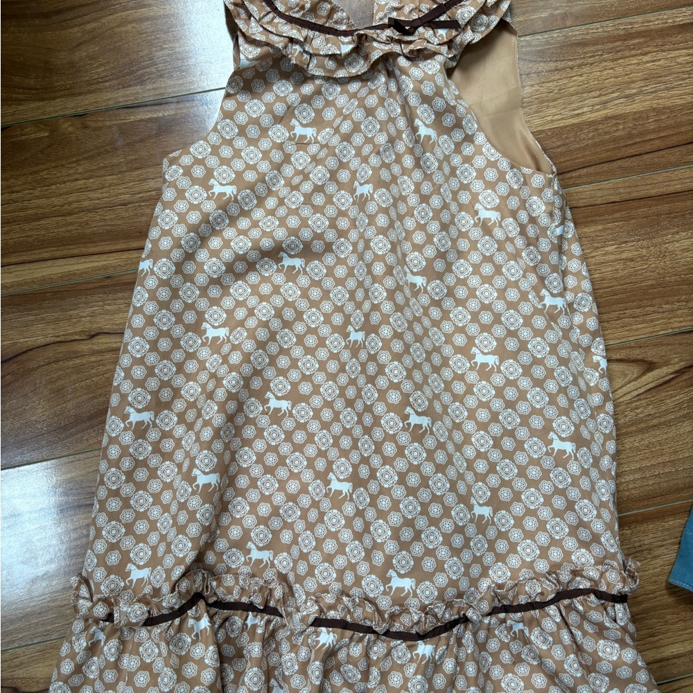 Janie and Jack Brown and White Casual Kids Dress